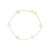The Lovery Mini Mother Of Pearl Clover Bracelet In Multi