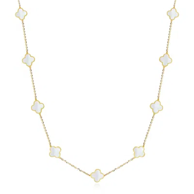 The Lovery Mini Mother Of Pearl Clover Necklace In Gold