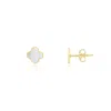 The Lovery Mini Mother Of Pearl Clover Stud Earrings In Multi