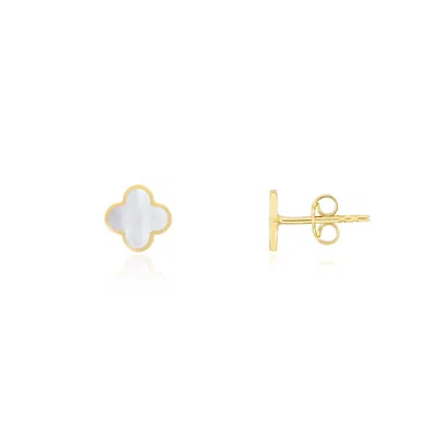 The Lovery Mini Mother Of Pearl Clover Stud Earrings In Multi