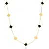 The Lovery Mini Onyx And Gold Clover Necklace In Black
