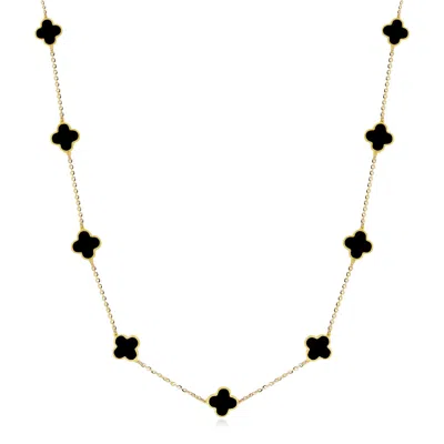 The Lovery Mini Onyx Clover Necklace In Black