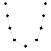 The Lovery Mini Onyx Clover Necklace White Gold