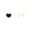 The Lovery Mini Onyx Heart Stud Earrings In Black