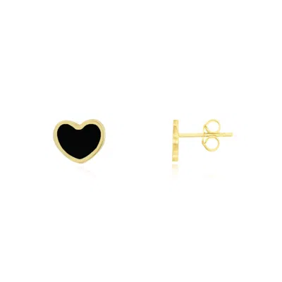 The Lovery Mini Onyx Heart Stud Earrings In Blue