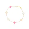 The Lovery Mini Pink Mixed Clover Bracelet In Multi
