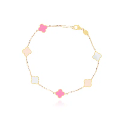 The Lovery Mini Pink Mixed Clover Bracelet In Multi