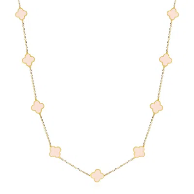 The Lovery Mini Pink Pearl Clover Necklace In Multi