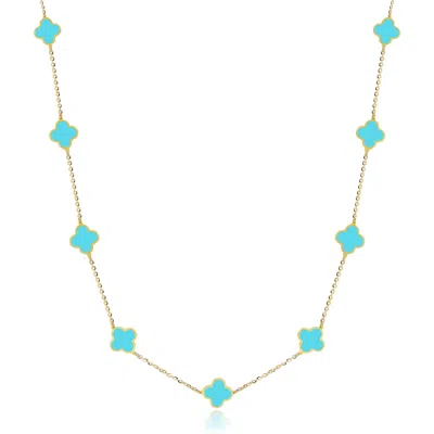 The Lovery Mini Turquoise Clover Necklace In Blue