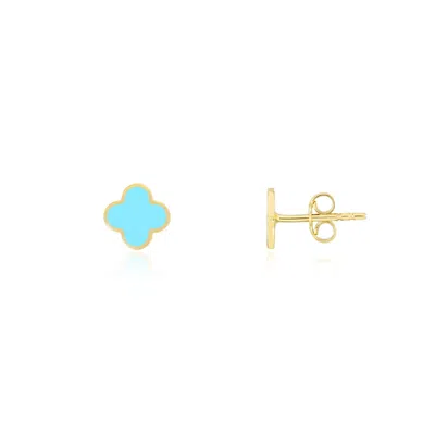 The Lovery Mini Turquoise Clover Stud Earrings In Blue