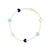 The Lovery Mixed Blue Heart Station Bracelet