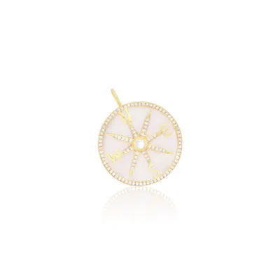 The Lovery Mother Of Pearl And Diamond Halo Compass Charm In Multi