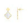 The Lovery Mother Of Pearl And Gold Clover Drop Earrings