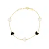 The Lovery Mother Of Pearl And Onyx Heart Station Bracelet In Multi
