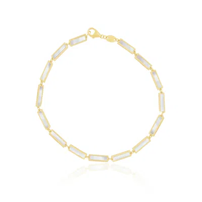 The Lovery Mother Of Pearl Bar Bracelet In Gold