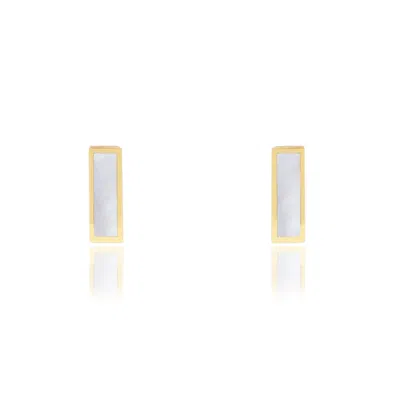 The Lovery Mother Of Pearl Bar Stud Earrings In Multi