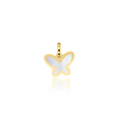 The Lovery Mother Of Pearl Butterfly Charm 11mm In Silver