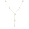 The Lovery Mother Of Pearl Clover Station Lariat Necklace In Multi