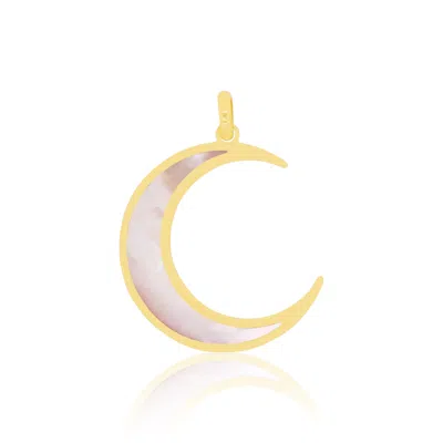 The Lovery Mother Of Pearl Crescent Moon Charm In Pink