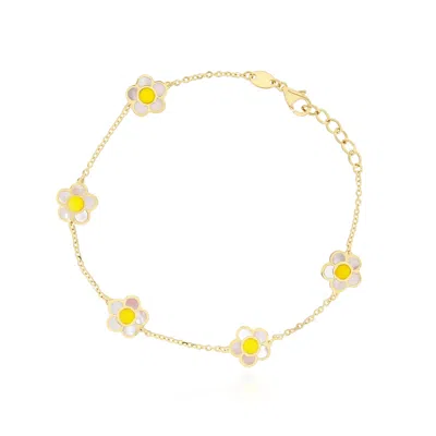 The Lovery Mother Of Pearl Daisy Bracelet In Multi