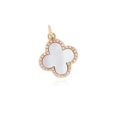 The Lovery Mother Of Pearl Diamond Clover Charm In Blue