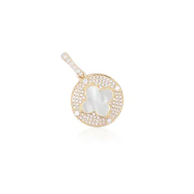 The Lovery Mother Of Pearl Diamond Disc Clover Charm In Multi