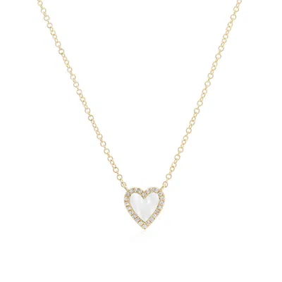 The Lovery Mother Of Pearl Diamond Halo Heart Necklace In Multi