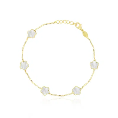 The Lovery Mother Of Pearl Flower Bracelet In White