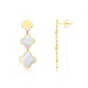 The Lovery Mother Of Pearl Graduating Clover Dangle Earrings In Multi