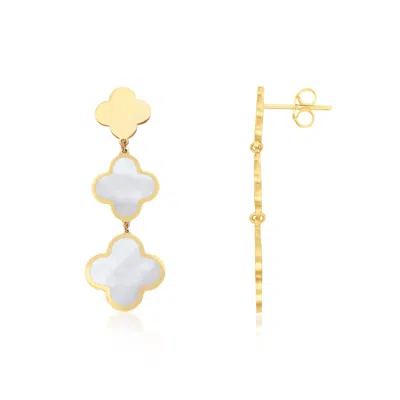 The Lovery Mother Of Pearl Graduating Clover Dangle Earrings In Multi