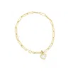 The Lovery Mother Of Pearl Heart Paperclip Bracelet
