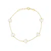 The Lovery Mother Of Pearl Heart Station Bracelet In Silver