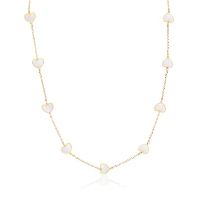 The Lovery Mother Of Pearl Heart Station Necklace In Multi