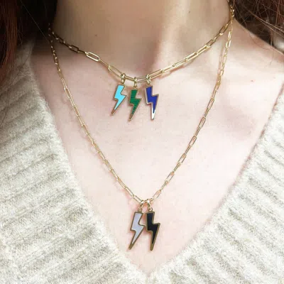 The Lovery Mother Of Pearl Lightning Bolt Charm In Multi