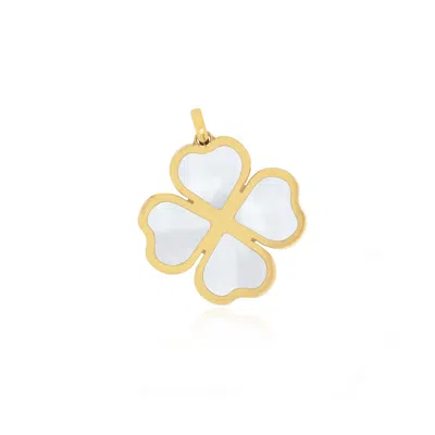 The Lovery Mother Of Pearl Lucky Clover Charm 13mm In Gold