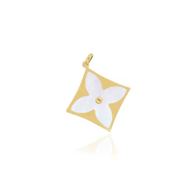 The Lovery Mother Of Pearl Luxe Flower Charm 25mm In Gold