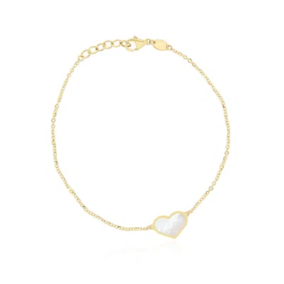 The Lovery Mother Of Pearl Single Heart Bracelet In Silver