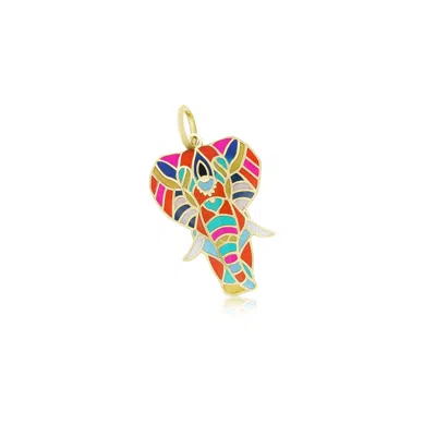The Lovery Multicolored Kaleidoscope Enamel Elephant Charm In Gold