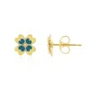 The Lovery Ocean Blue Enamel Four Leaf Clover Stud Earrings In Multi