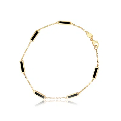 The Lovery Onyx Bar Chain Bracelet In Gold