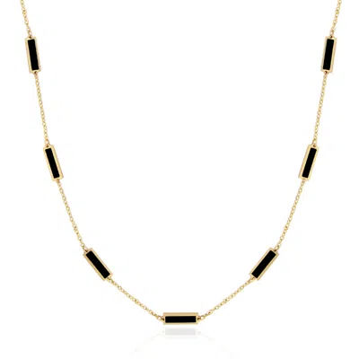 The Lovery Onyx Bar Chain Necklace In Black