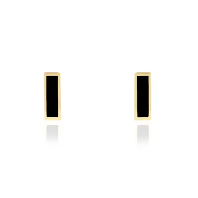 The Lovery Onyx Bar Stud Earrings In Black