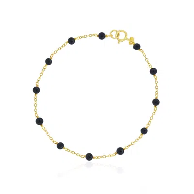The Lovery Onyx Bead Chain Bracelet In Black