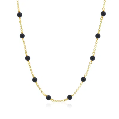 The Lovery Onyx Bead Station Necklace In Black