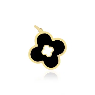 The Lovery Onyx Clover Cut Out Charm In Black
