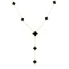 The Lovery Onyx Clover Station Lariat Necklace In Black