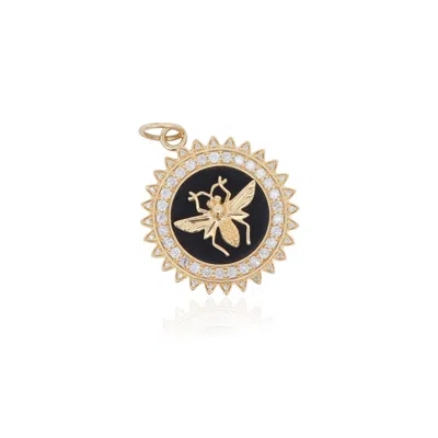The Lovery Onyx Diamond Medallion Bee Charm In Multi