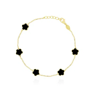 The Lovery Onyx Flower Bracelet In Black