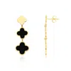The Lovery Onyx Graduating Clover Dangle Earrings In Black