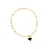 The Lovery Onyx Heart Paperclip Bracelet